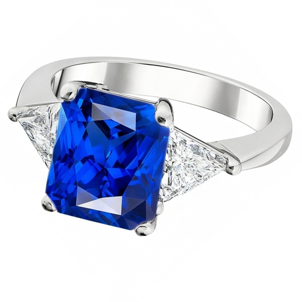 Trillion Natürlicher Diamant ( nicht im Labor gezüchtet ) & tiefblauer Saphir Ring Konischer Schaft 2,50 Karat