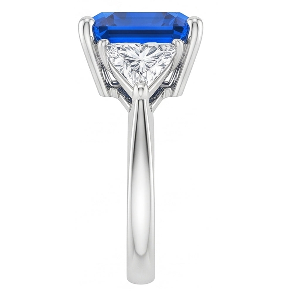 Trillion Natürlicher Diamant ( nicht im Labor gezüchtet ) & tiefblauer Saphir Ring Konischer Schaft 2,50 Karat