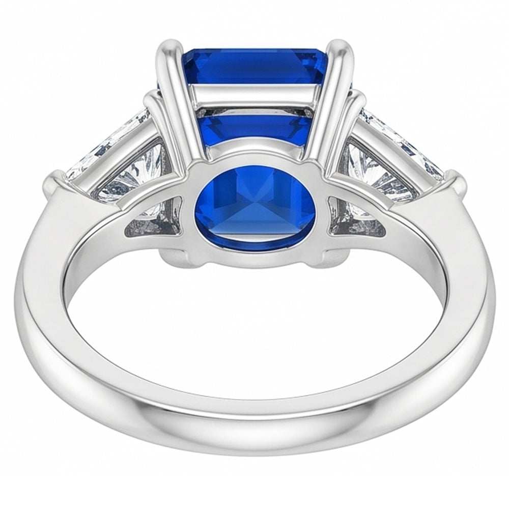 Trillion Natürlicher Diamant ( nicht im Labor gezüchtet ) & tiefblauer Saphir Ring Konischer Schaft 2,50 Karat