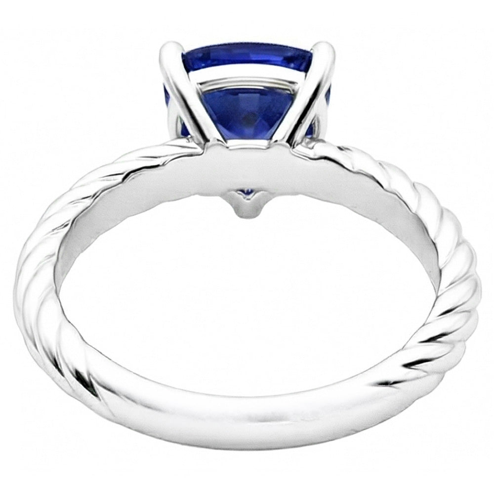 Trillion Solitaire Ring Rope Style Tiefblauer Saphir 1 Karat