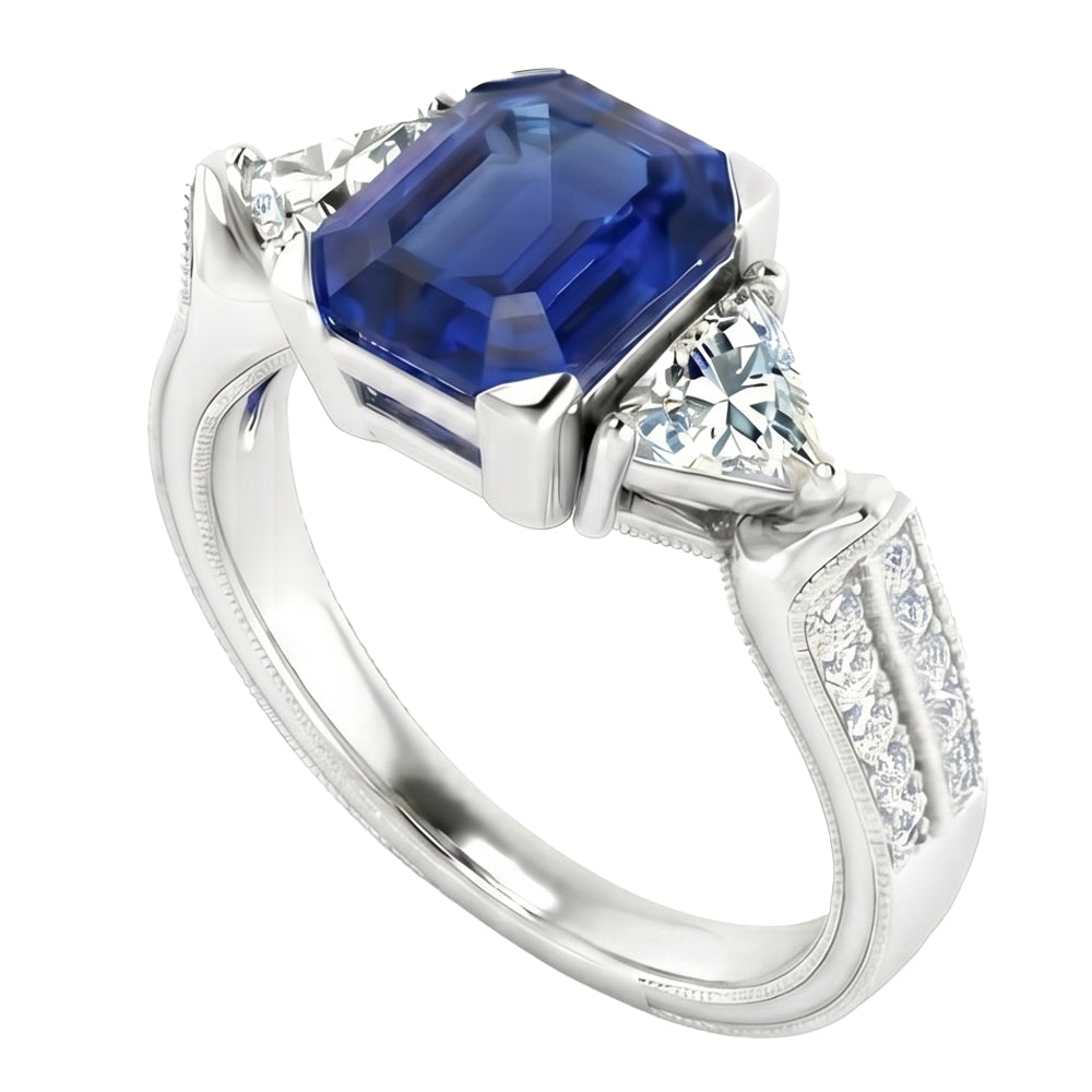 echter asscher diamant 2.50Karat ring Seitenansicht
