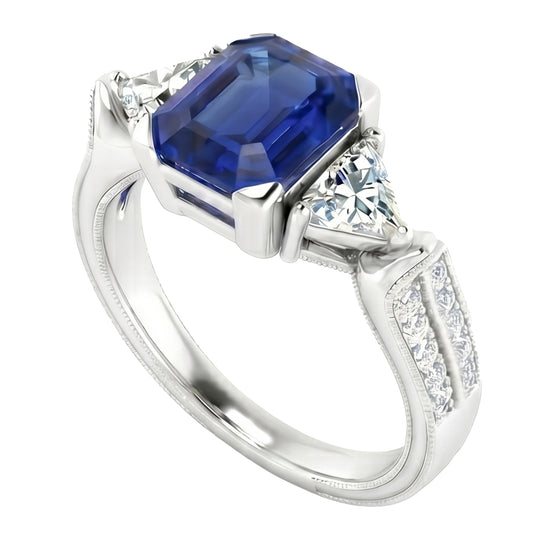 echter asscher diamant 2.50Karat ring Seitenansicht