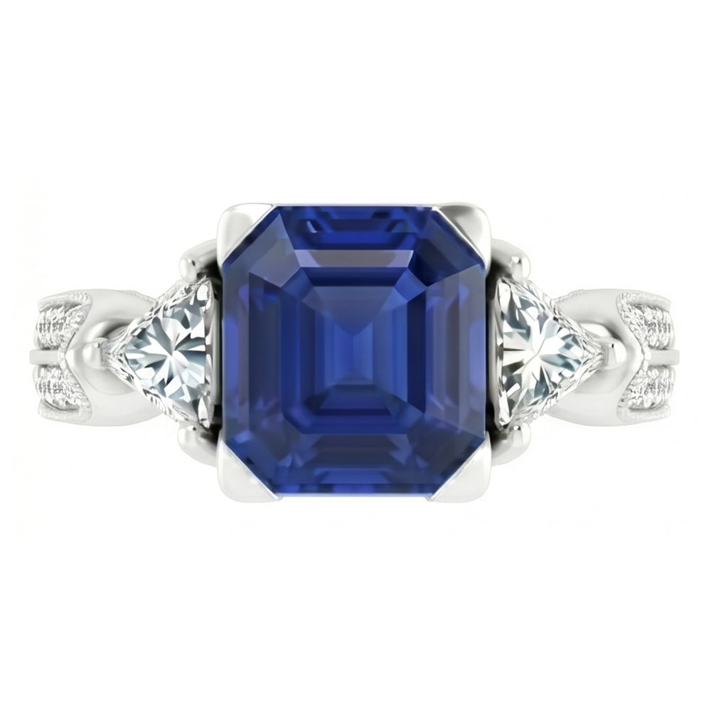 echter asscher diamant 2.50Karat ring Detailansicht