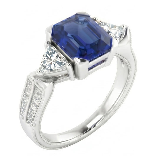 echter asscher diamant 2.50Karat ring Vorderansicht