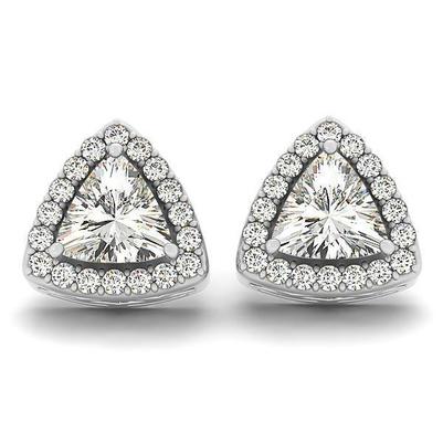 Trillion und runder Schliff wunderschöner 4.70 ct Echt Diamant Ohrstecker Halo Ohrring