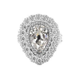 Triple Halo Ehering Birne Alter Bergmann Echt Diamant 5 Karat Blumenstil