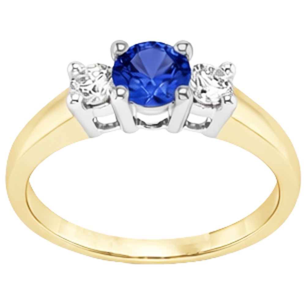 Tansanit Brillantschliff Schmuckstein-Ring in 14 Karat Zweifarbig Gold – Schrägansicht