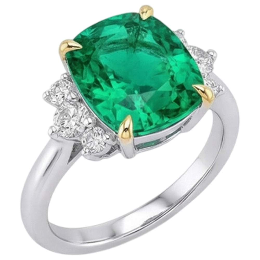 Edelstein-Ring Bicolor 14K Gold mit Smaragd – Seitenansicht