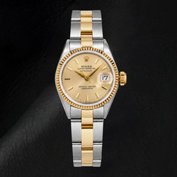 Rolex Datejust 6917 26 mm Bicolor-Uhr mit champagnerfarbenem Zifferblatt mit Stabindizes