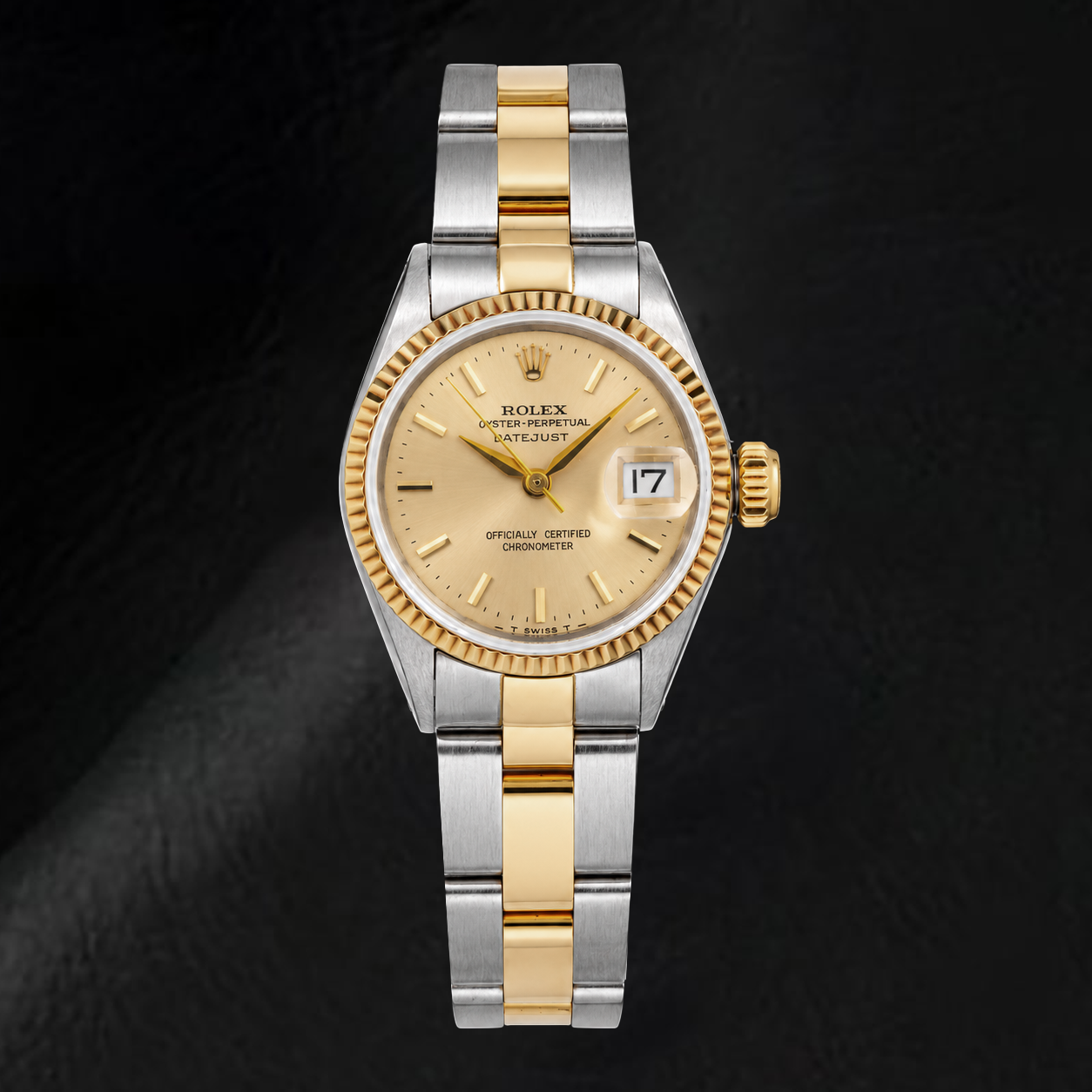 Rolex Datejust 6917 26 mm Bicolor-Uhr mit champagnerfarbenem Zifferblatt mit Stabindizes