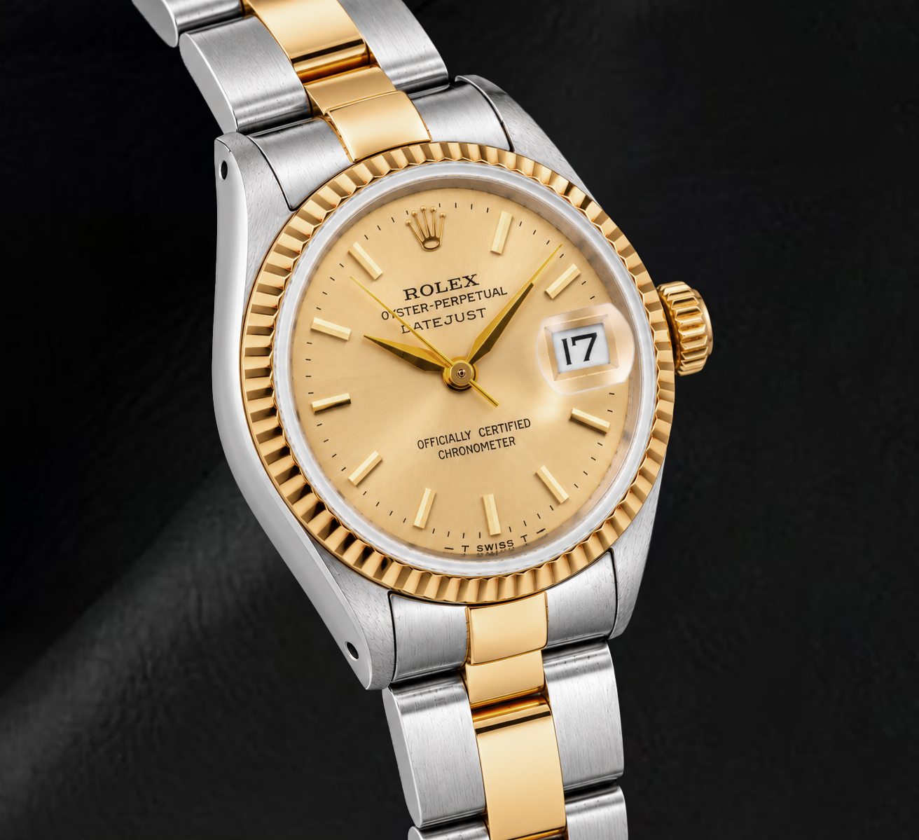 Rolex Datejust 6917 26 mm Bicolor-Uhr mit champagnerfarbenem Zifferblatt mit Stabindizes
