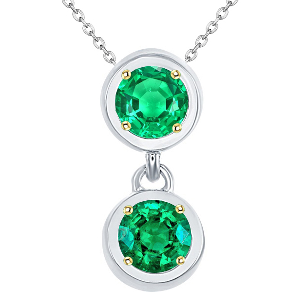Edelstein-Anhänger Bicolor 14K Gold mit Kolumbianischer Smaragd – Hauptansicht