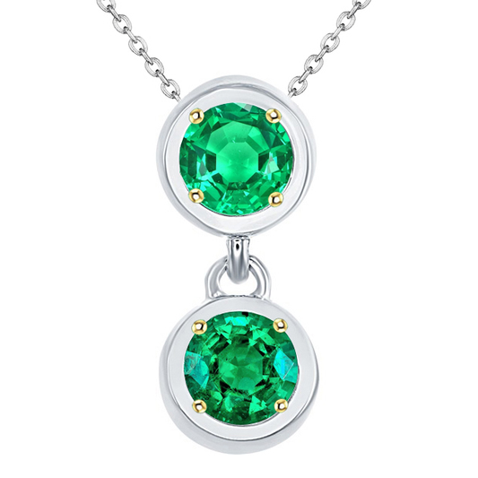 Edelstein-Anhänger Bicolor 14K Gold mit Kolumbianischer Smaragd – Hauptansicht