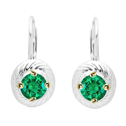 Zweifarbiges 14K Gold Gemstone Earring mit Edler Smaragd – 1