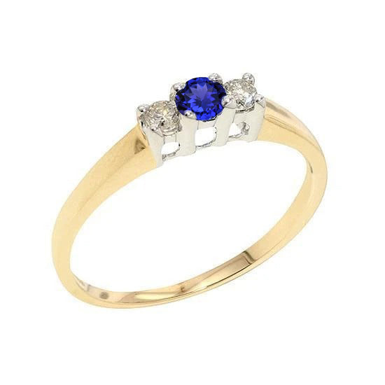 Tansanit Brillantschliff Schmuckstein-Ring in 14 Karat Zweifarbig Gold – Hauptansicht