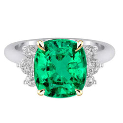 GIA-Geprüft Edelstein-Ring – Smaragd 4 Karat Bicolor 14K Gold