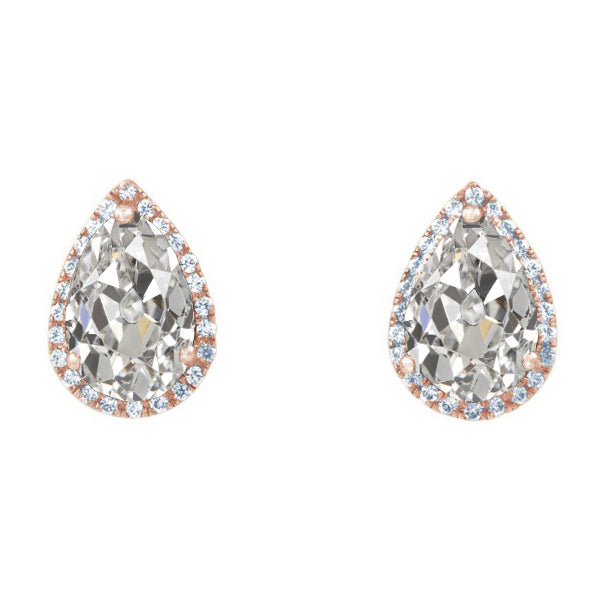 Naturreiner Brillant Ohrstecker 2 Karat Zweifarbiges 14K Gold – Hauptansicht