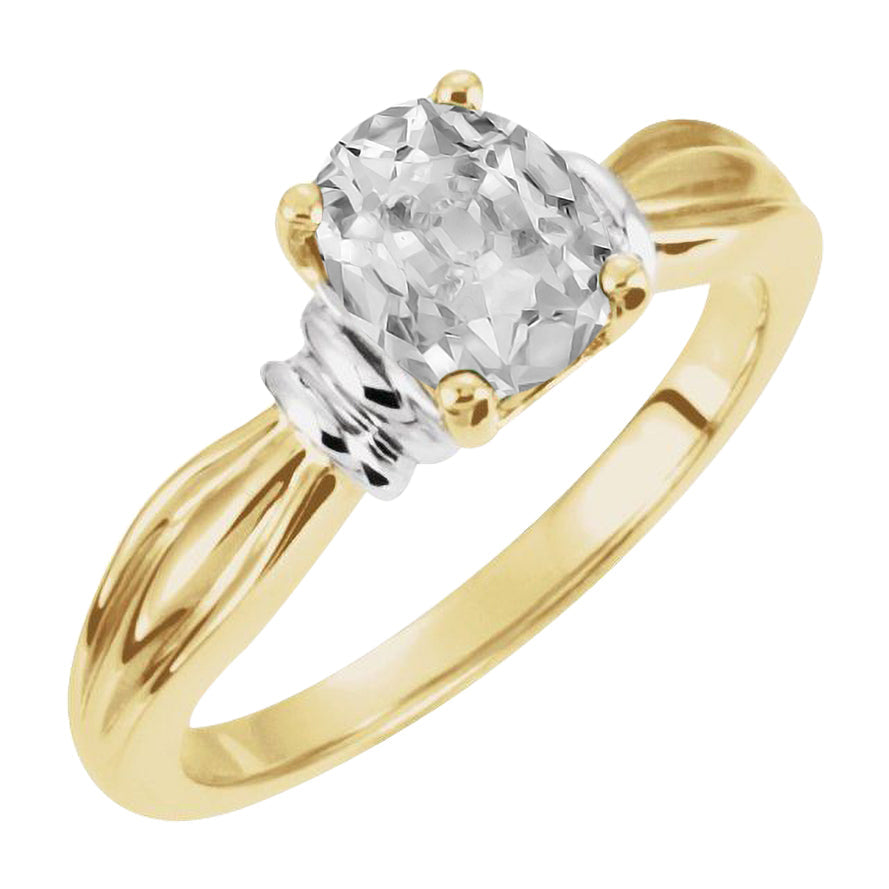 Diamant Einzelstein-Ring 4,50-Karat Zweifarbiges 14K Gold – Hauptansicht