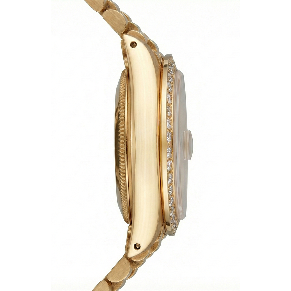 Uhr im Präsidentenstil mit Aus der Erde Abgebauter Natürlicher Diamantlünette Gold Champagnerfarbenes Zifferblatt Datejust