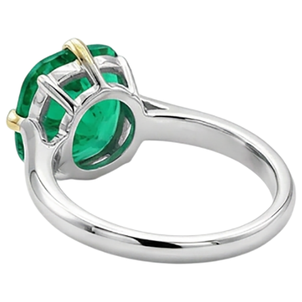 Edler Smaragd Schmuckstein-Ring 2-Karat Bicolor 14K Gold – Draufsicht
