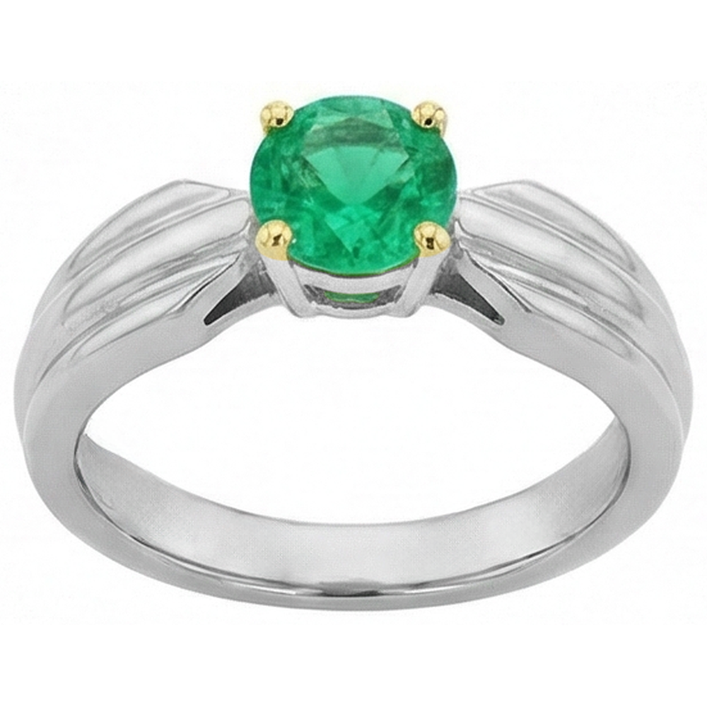 Edelstein-Ring Bicolor 14K Gold mit Kolumbianischer Smaragd – Schrägansicht