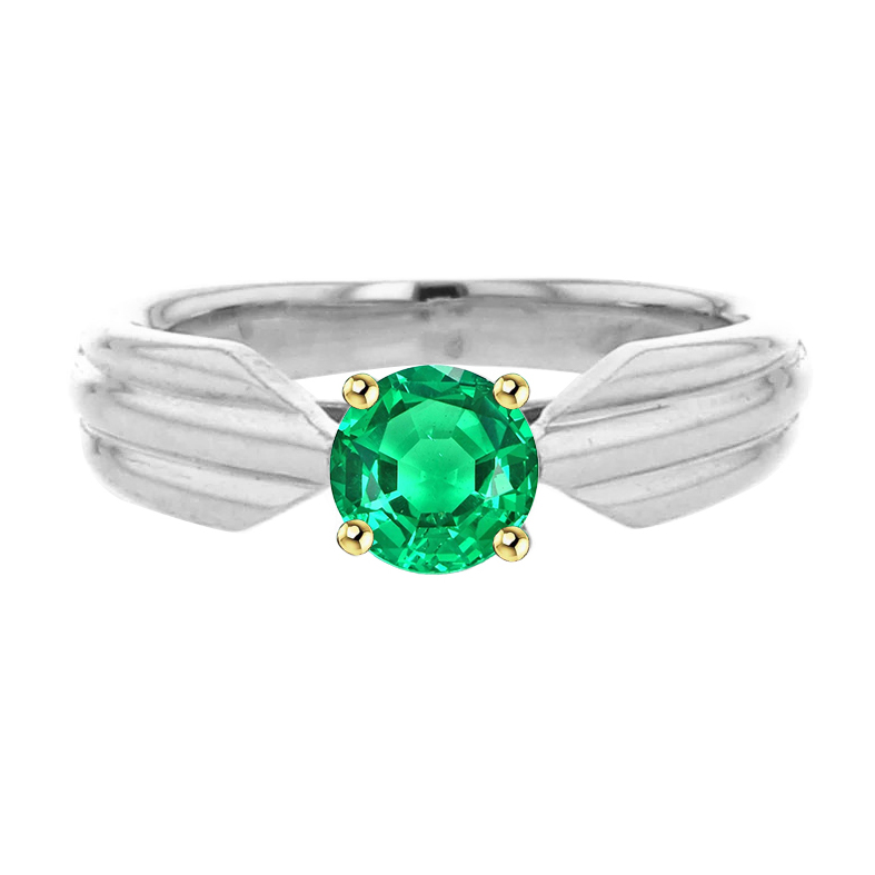 Authentischer Kolumbianischer Smaragd Edelstein-Ring 1 Karat Bicolor 14K Gold – Hauptansicht
