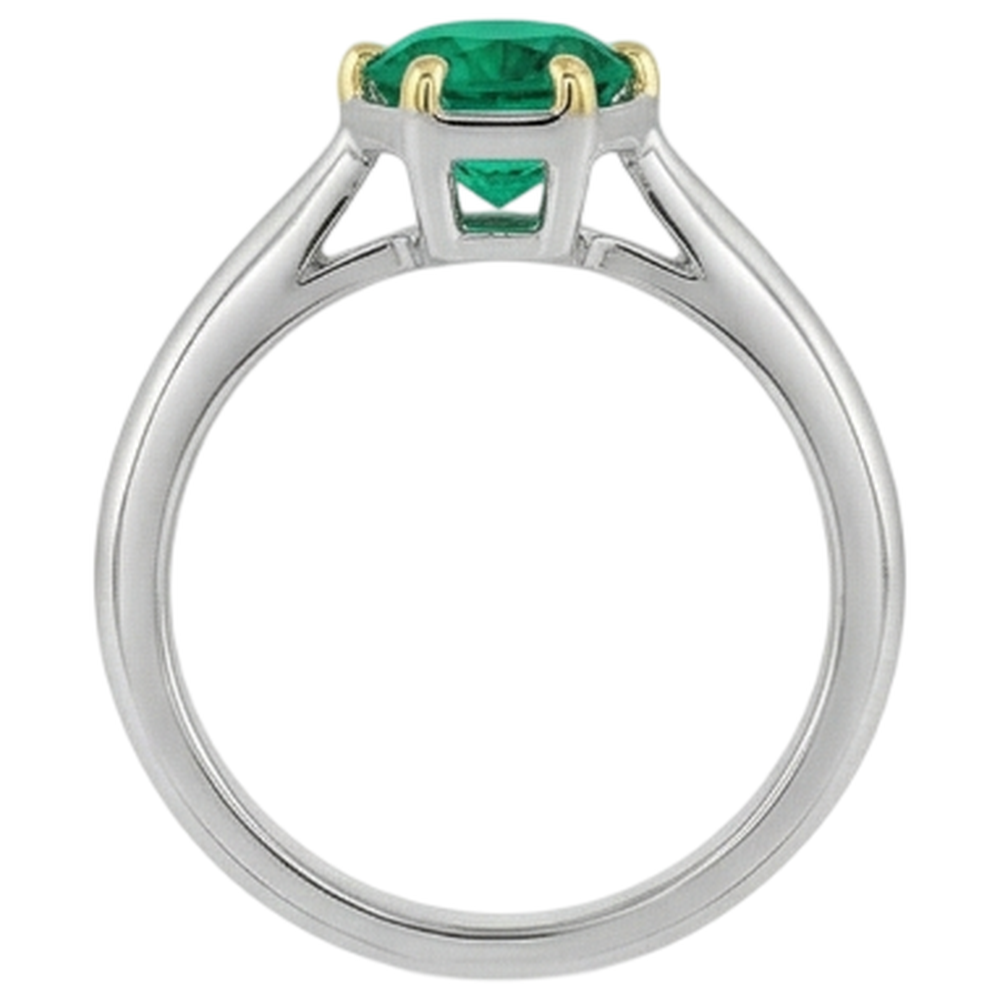Schmuckstein-Ring 14 Karat Zweifarbig Gold mit Edler Smaragd – Rückansicht