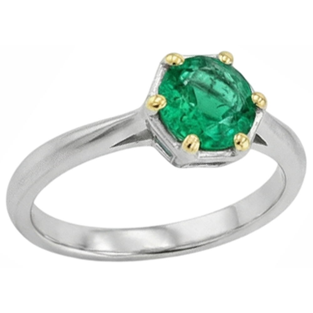 Erdgewonnener Edler Smaragd Schmuckstein-Ring 1,50 Karat 14 Karat Zweifarbig Gold – Seitenansicht