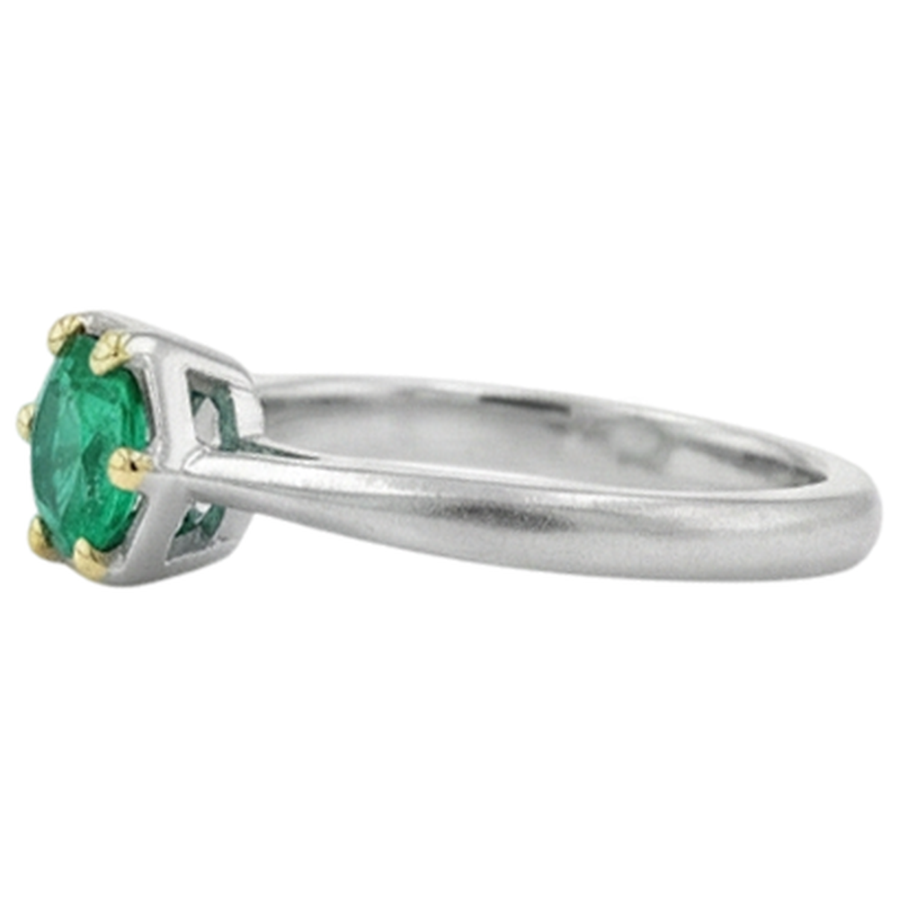 Schmuckstein-Ring 14 Karat Zweifarbig Gold mit Edler Smaragd – Profilansicht