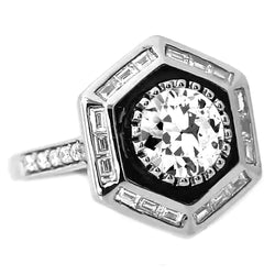 14K Diamant Brautring – 2-Karat Antik-Kissen-Schliff