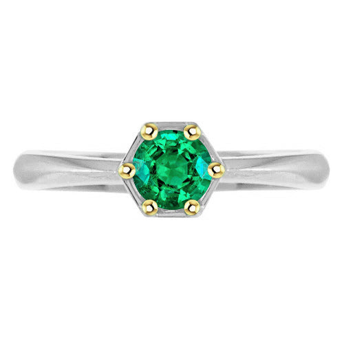 Erdgewonnener Edler Smaragd Schmuckstein-Ring 1,50 Karat 14 Karat Zweifarbig Gold – Hauptansicht