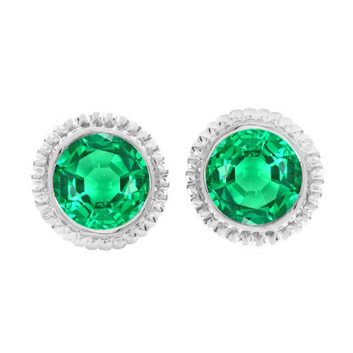 Erdgewonnener Kolumbianischer Smaragd Gemstone Earring 2 Karat 14 Karat Weißgold – Hauptansicht