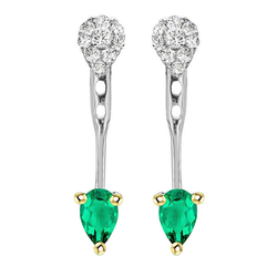 Zweifarbiges 14K Gold Kolumbianischer Smaragd Gemstone Earring