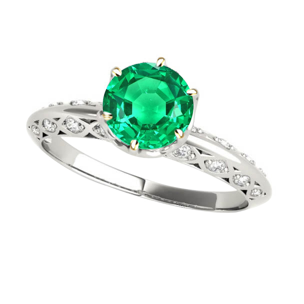 Edler Smaragd Edelstein-Ring 2-Karat Bicolor 14K Gold – Hauptansicht
