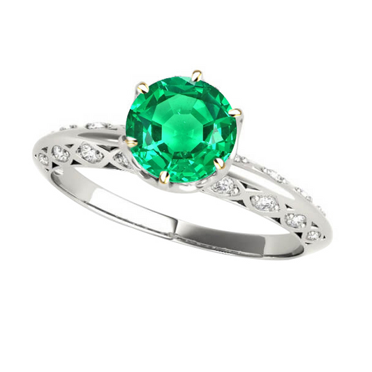 Edler Smaragd Edelstein-Ring 2-Karat Bicolor 14K Gold – Hauptansicht