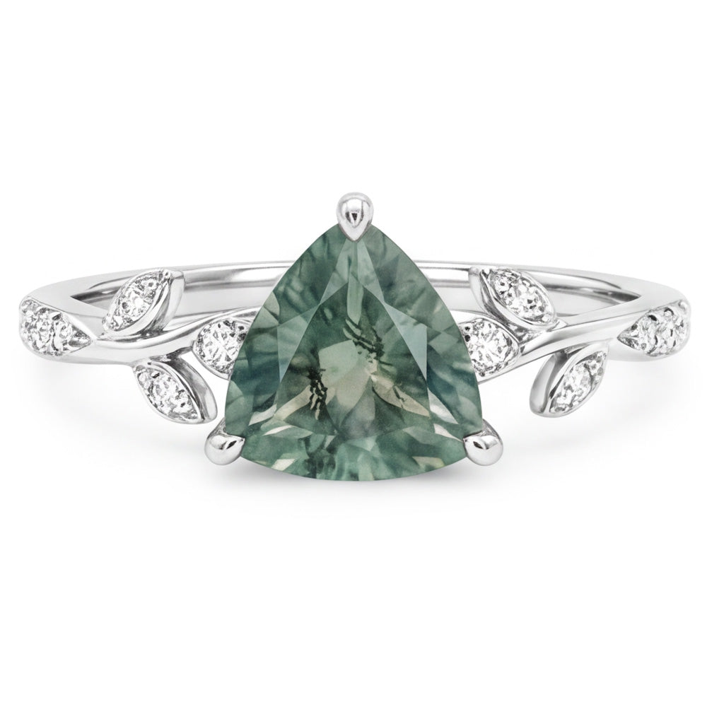 VVS Green Prasiolite Edelstein-Ring 2,0 Karat – 14 Karat Weißgold