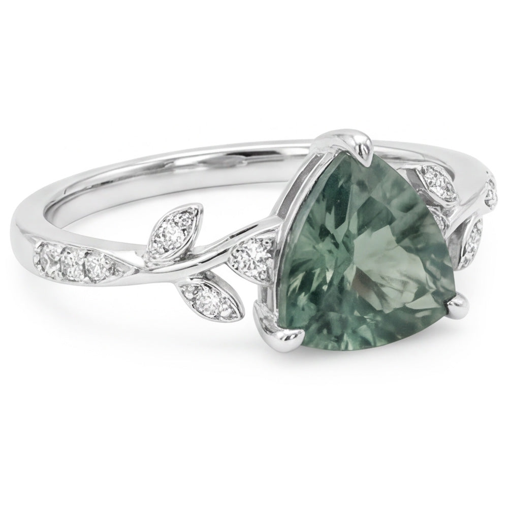 VVS Green Prasiolite Edelstein-Ring 2,0 Karat – 14 Karat Weißgold