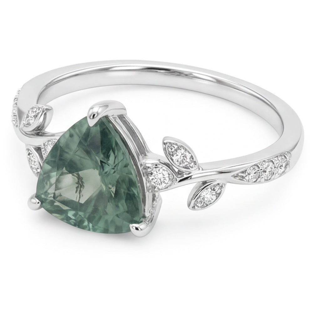 VVS Green Prasiolite Edelstein-Ring 2,0 Karat – 14 Karat Weißgold