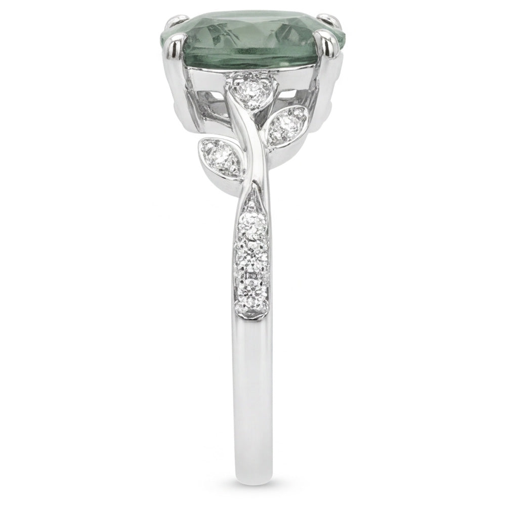 VVS Green Prasiolite Edelstein-Ring 2,0 Karat – 14 Karat Weißgold