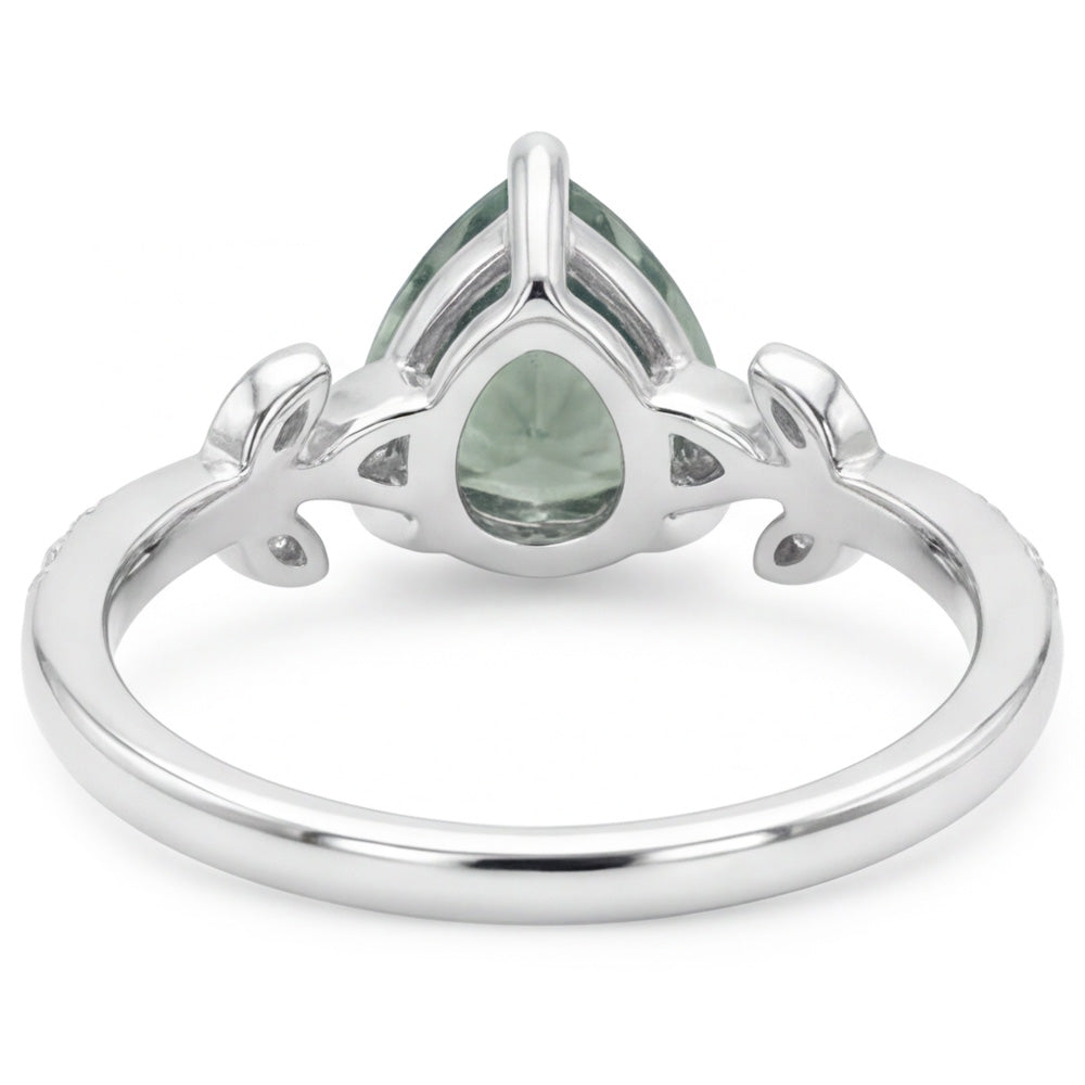 VVS Green Prasiolite Edelstein-Ring 2,0 Karat – 14 Karat Weißgold