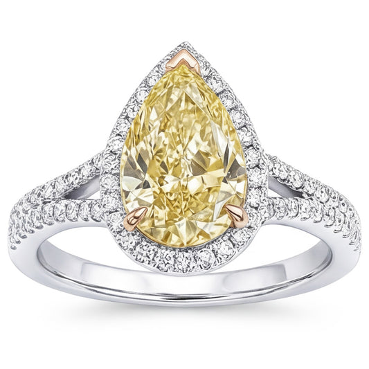 VVS Halo-Verlobungsring – Gelber Kanarienvogel-Diamant 2 Karat
