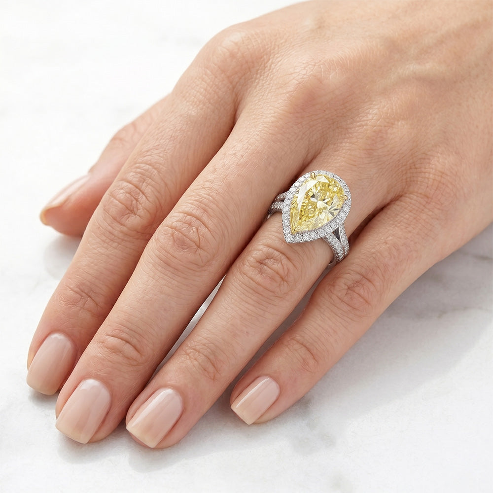 VVS Kanariengelber Diamant Ring 4,5 Karat – Zweifarbiges 14K Gold
