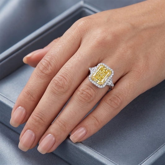 VVS Reinheit Fancy Gelber Diamant Halo-Fassung Ring 3 Karat