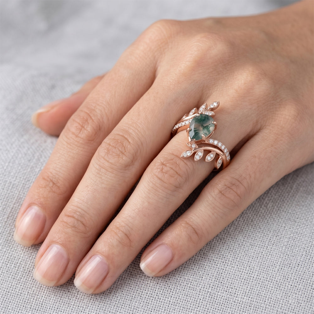 VVS Reinheit Schmuckstein-Ring – Moss Agate 2,75 Karat 14K