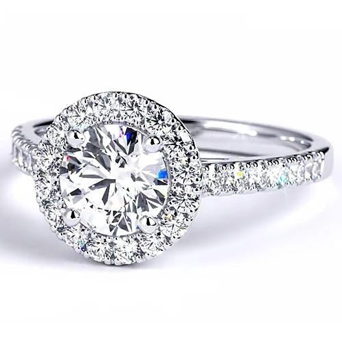 Verlobung Ring Natürliche Runder Diamant 2.50 Karat Halo Weiß Gold 14K