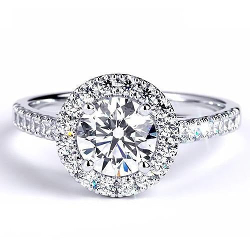 Verlobung Ring Natürliche Runder Diamant 2.50 Karat Halo Weiß Gold 14K