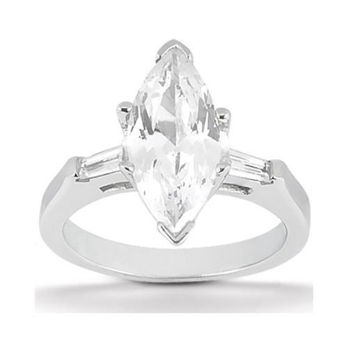 Verlobungsset mit Echt Diamanten im Marquise-Schliff 3.50 ct.