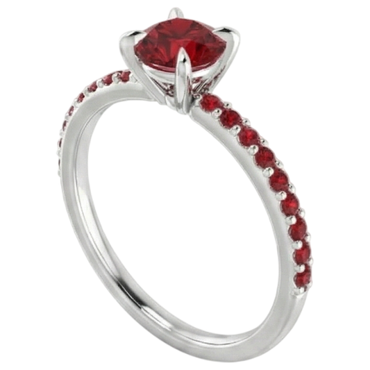 echter round rubin 0.95Karat ring Seitenansicht