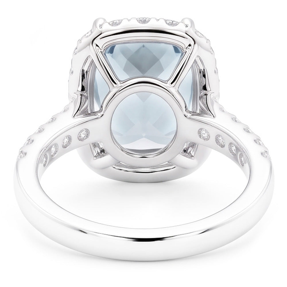 Verlobungsring 11,25 Kt Aquamarin mit Aus der Erde Abgebauter Natürlicher Diamanten Weißgold 14K
