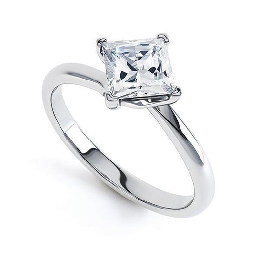 Verlobungsring 2.25 Kt Solitaire Prinzessin Echt Diamant Weißgold 14K